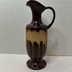 Vintage Royal Haeger Drip Glaze Pitcher Brown Textured Carafe MCM Read